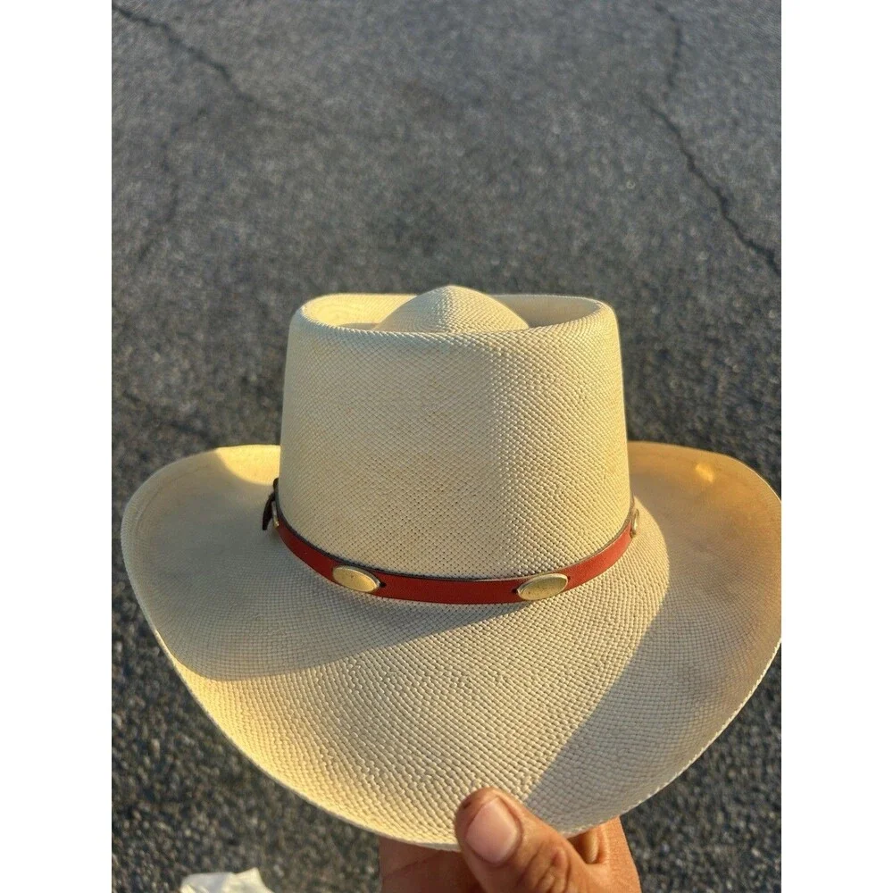 Vintage Stetson Gambler Cowboy Hat Genuine 7x Shantung Leather Band Size 7